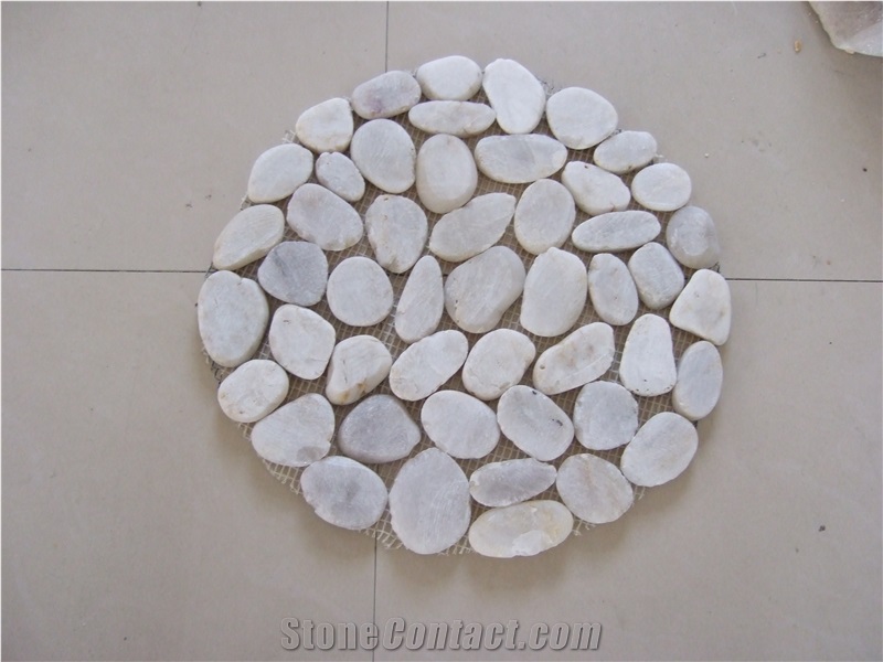 Pebble Stone Mosaic Tiles Cut Sliced,Sliced Slate Pebble Mosaic,Tumbled Black Sliced Pebble Mosaic Border