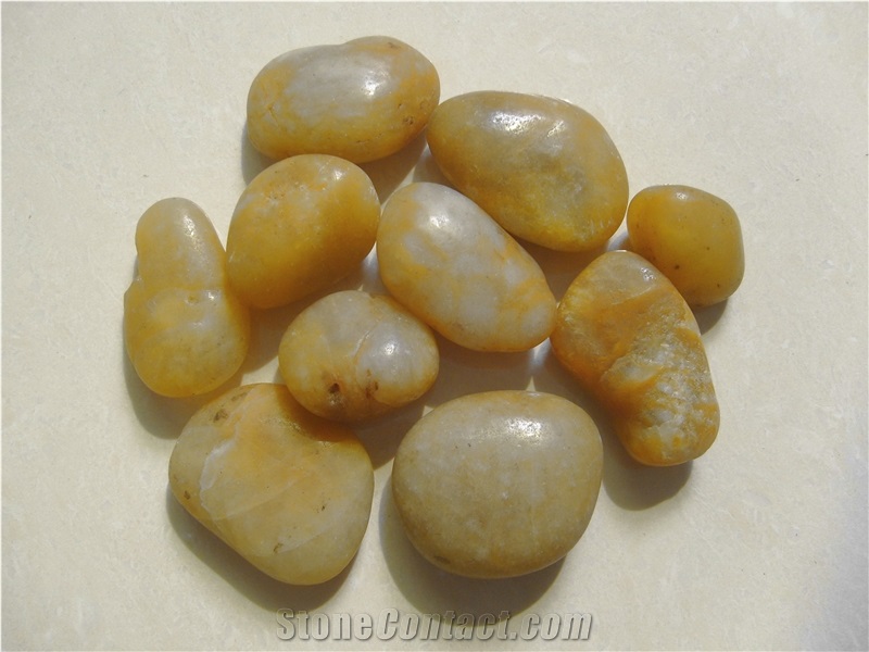 Yellow Polished Pebbles,Beige Color Pebble Stone, Landscaping Stone