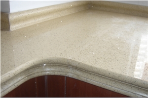 Beige Galaxy Quartz Stone Engineered Stone Kitchen Countertops Solid Surface