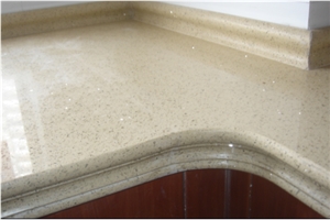 Beige Galaxy Quartz Stone Kitchen Countertop/Kitchentop