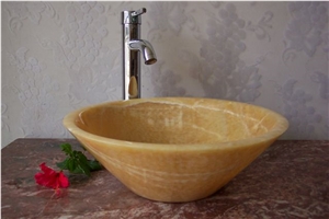 China Honey Onyx Round Sinks, Bathroom Basins
