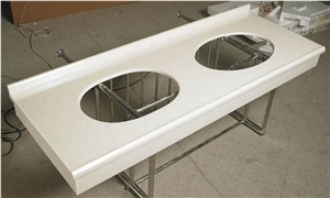 China White Quartz Stone Bathroom Tops,Solid Surface Engineered Stone Vanity Top