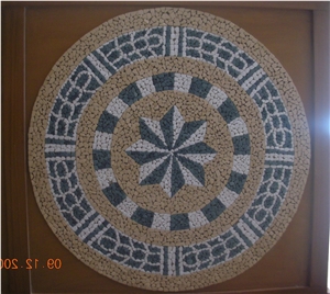 Marble Mosaic Medallion, Waterjet Inlay Works