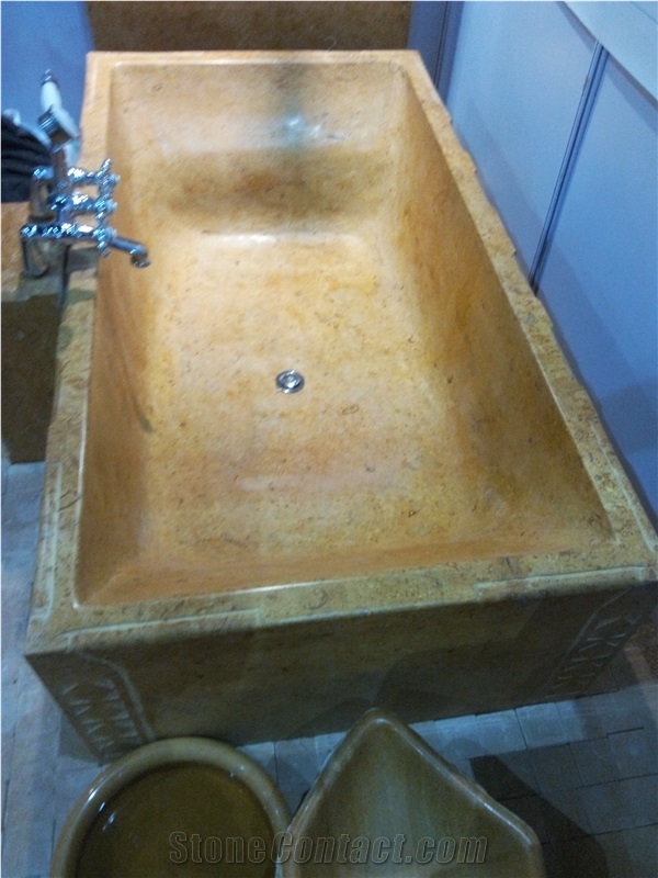 Saffron Gold Limestone Bathroom Sink Wash Basins Yellow