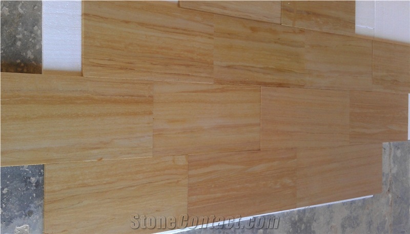 Teak Wood Sandstone Slabs & Tiles, yellow sandstone floor covering tiles, walling tiles 