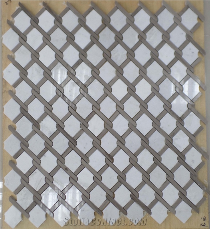 Athen Grey+Snow Whie New Design Basketwave Mosaic Tiles