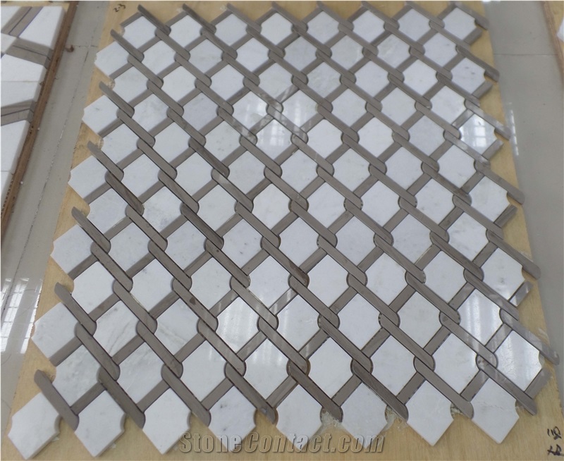 Athen Grey+Snow Whie New Design Basketwave Mosaic Tiles