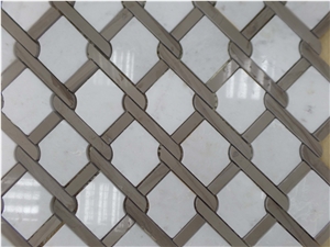 Athen Grey+Snow Whie New Design Basketwave Mosaic Tiles