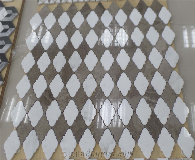 Lantern Mosaic Pattern -Snow White+Timber Grey