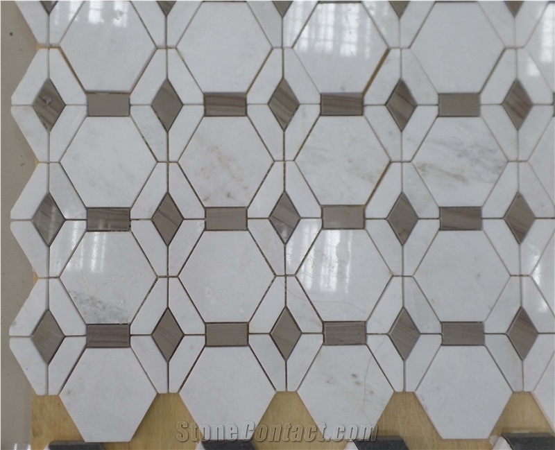 New Design Marble Mosaic Pattern (Athen Grey+Snow White)