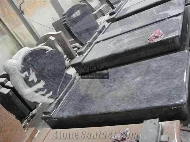 Bahama Blue Granite Tombstone & Orion Monument, Vizag Blue Gravestone & India Blue heart angel Headstone