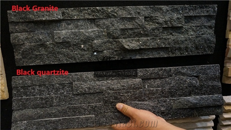 Black Granite Culture Stone, Wall Panel, Ledge Stone Veneer, Stacked Stone for Wall Cladding 60x15cm Retangle