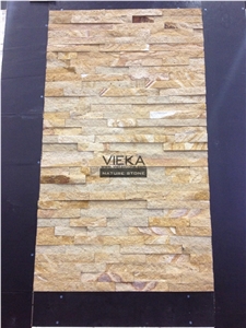 Culture Stone Panel,Wall Panel,Ledge Stone,Veneer,Stacked Stone for Wall Cladding 60x15cm Retangle Sandstone Yellow