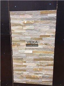 Slate & Quartzite Culture Stone Panel,Wall Panel,Ledge Stone,Veneer,Stacked Stone for Wall Cladding 60x15cm P014 Beige Yellow Slate