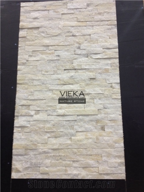 Slate & Quartzite Culture Stone Panel,Wall Panel,Ledge Stone,Veneer,Stacked Stone for Wall Cladding 60x15cm Rectangle White Quartzite