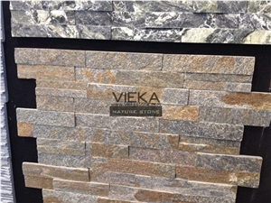 Slate & Quartzite Culture Stone Panel,Wall Panel,Ledge Stone,Veneer,Stacked Stone for Wall Cladding 60x15cm Rusy