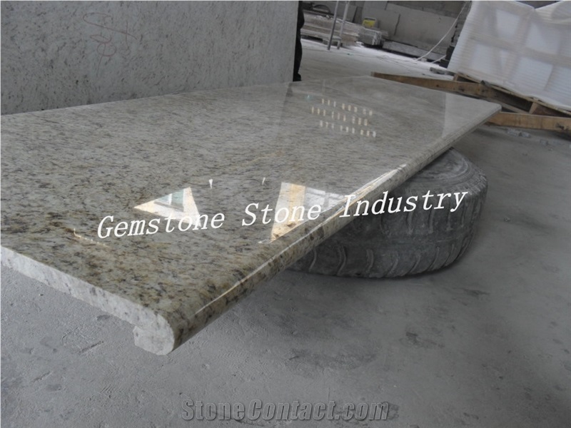 Brazil Granite Giallo Ornamental Polished Granite Kitchen Countertop with Bullnose
