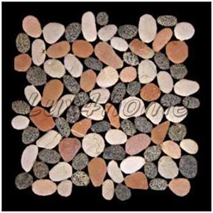 Mixed Pebble Mosaic Tiles 30x30 Pink Pebble & Black Pebble
