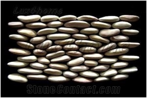 Standing Pebble Tile - Beige Pebble Tiles Pebble Mosaic Exporter & Producer