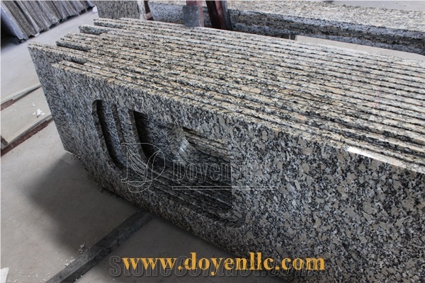 Gialle Golden Autumn Chinese Granite Counter Tops & Flat Edge, Giallo Golden Autumn Yellow Granite Kitchen Countertops