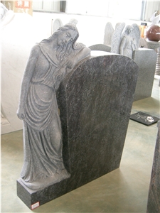 Bahama Blue Granite Tombstone Angel Engraved Headstones Custom Monuments