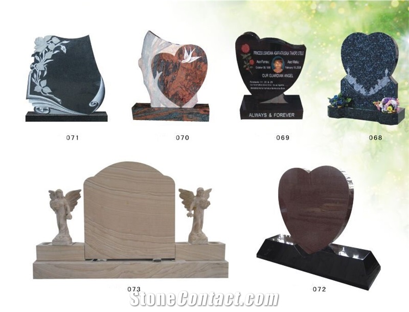 Blue Pearl Granit Heart Headstones European Tombstones Engraved Monument