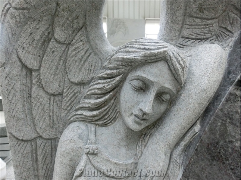 Chinese Granite Tombstone Angel Monuments Engraved Headstone Gravestone