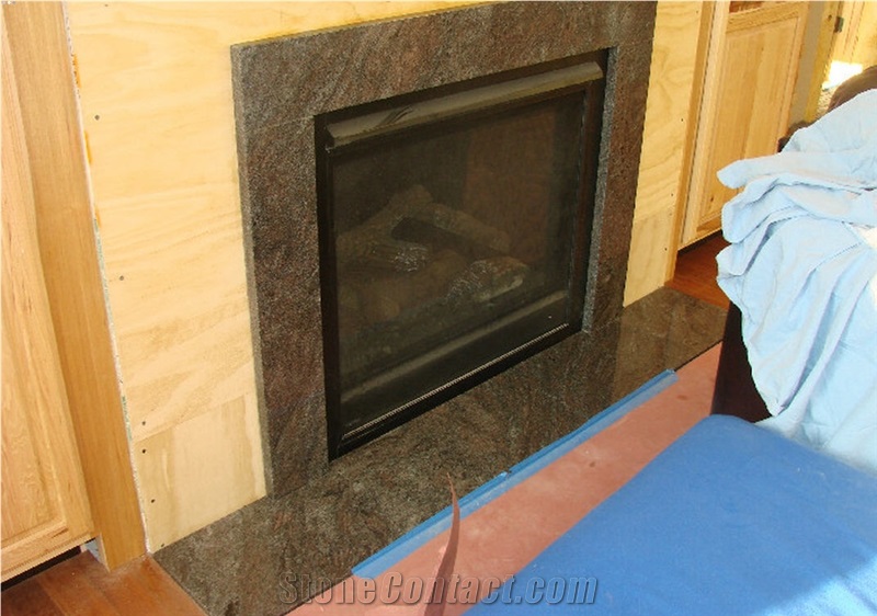 Tropical Chocolate Brown Granite Fireplace Surround