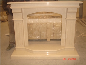 Beige Marfil Stone Fireplace Mantel Uk Style Simple Design Hearth