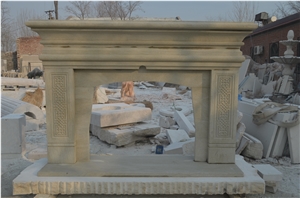 Beige Sandstone Fireplace Mantel Custom Size Surround Hearth