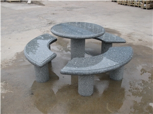 Grey Granite Table & Bench for Garden