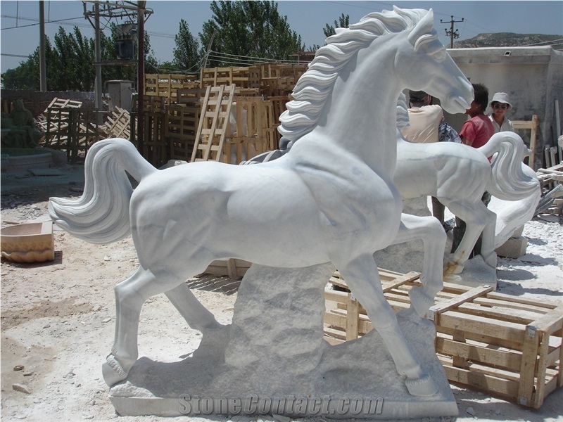 Hand Carved Marble Horse Statue