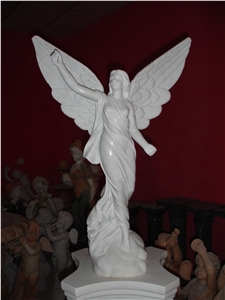 Hand Carved White Jade Marble Angel Statue