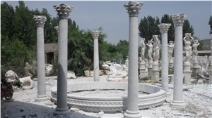 Hand Carved White Marble Gazebo with Iron Dome