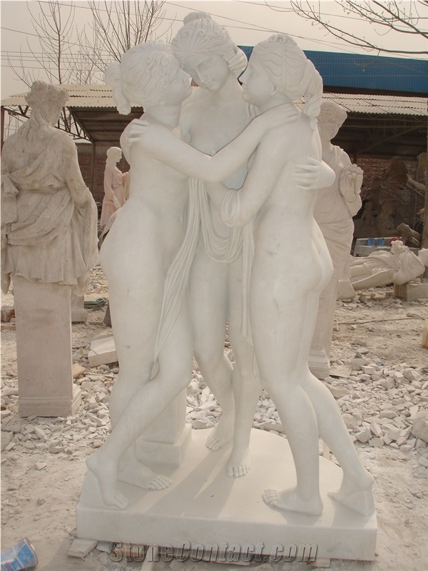 Hand Carved White Marble Three Grace, White Marble Sculpture & Statue