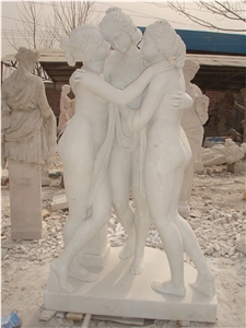 Hand Carved White Marble Three Grace, White Marble Sculpture & Statue