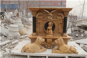 Luxurious Hand Carved Marble Double Fireplace Mantel