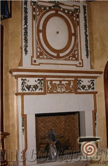 Multicolor Marble Double Fireplace in Custom Size
