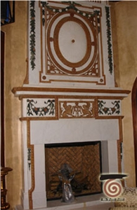 Multicolor Marble Double Fireplace in Custom Size