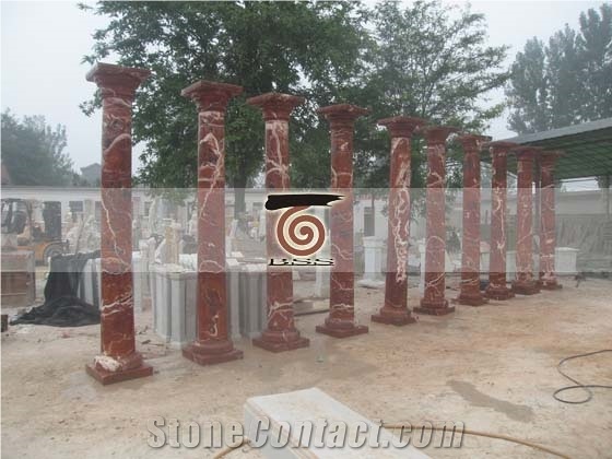 Red Marble Solid Column