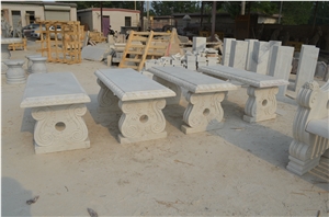 White Marble Bench & Table
