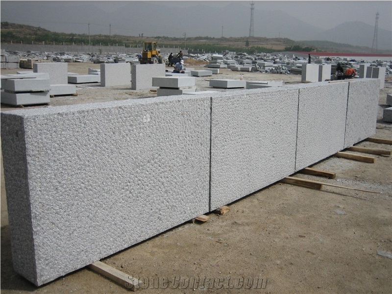 G341 Bush Hammered Superior Quality Wall Stones, Grey Granite Mushroom Stone