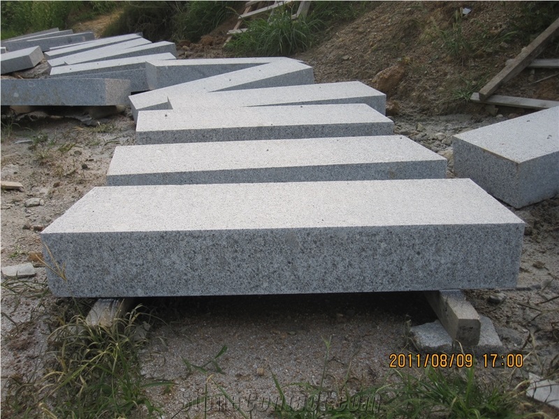 G341 Granite Flamed Block Step, Grey Granite Steps