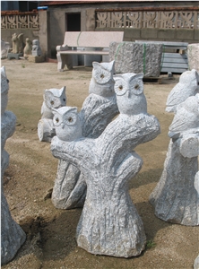 Granite Sculpture Owl, New G603 Grey Granite Sculpture & Statue