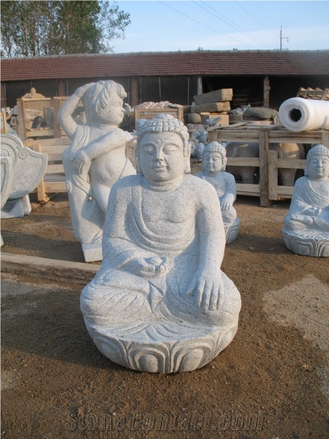 Sculpture Of Buddhism, G341 Grey Granite Sculpture & Statue