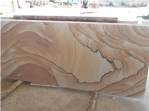 Brown Wooden Grain Sandstone, China Yellow Sandstone Slabs & Tiles