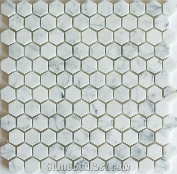 Xlsg27 Carrara White Hexa Marble Mosaic Bathroom Mosaic Tile Marble Tile