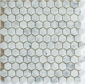 Xlsg27 Carrara White Hexa Marble Mosaic Bathroom Mosaic Tile Marble Tile