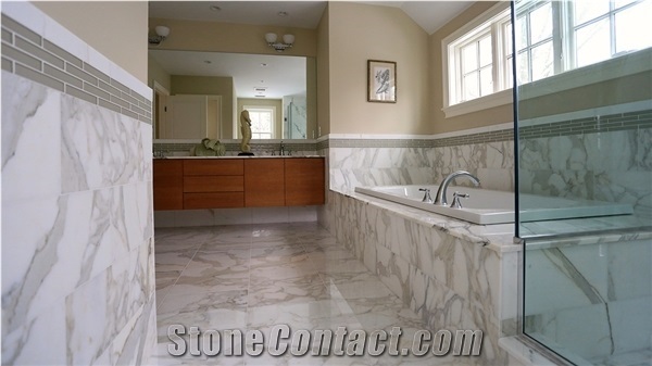 Calacatta Gold Marble Bathroom Design,Italian White Marble Bathroom Decorating