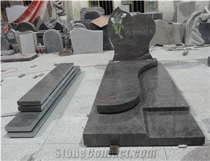 Himalayan Blue Granite Tombstone&Monuments,Indian Multicolor Granite Western Style Cross&Angel Tombstones&Monuments